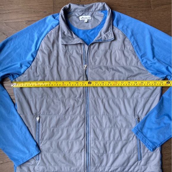 Peter Millar Golf Tech Blue and Gray Quilted Patterned Front Jacket-Large - Picture 5 of 10